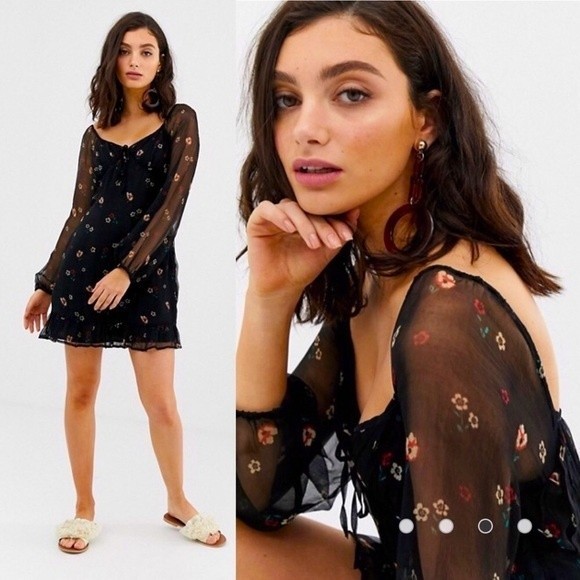 Rahi ditsy sweetheart Bohemian Boho Peasant Floral Print Festival mini dress M - Picture 3 of 9